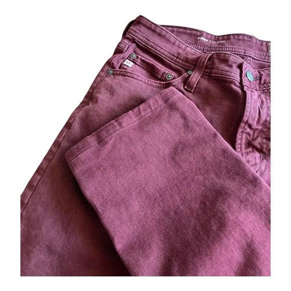 AG Adriano Goldschmied Burgundy Everette Slim Straight Jeans 30x33 - Picture 3 of 5